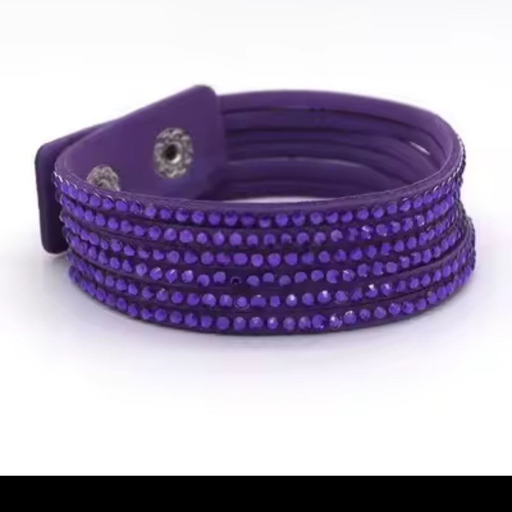 Purple Suede Crystal Wrap Bracelet